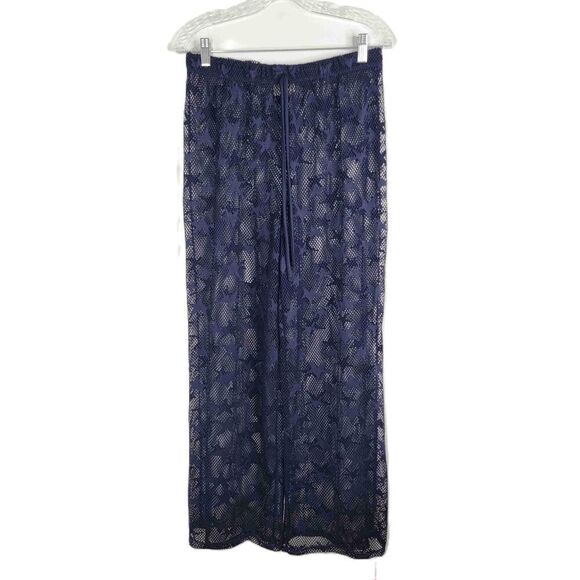 Sand & Spirit Swimsuit Coverup Blue Stars Lace Mesh Wide Leg Pants Size Large - Picture 1 of 5